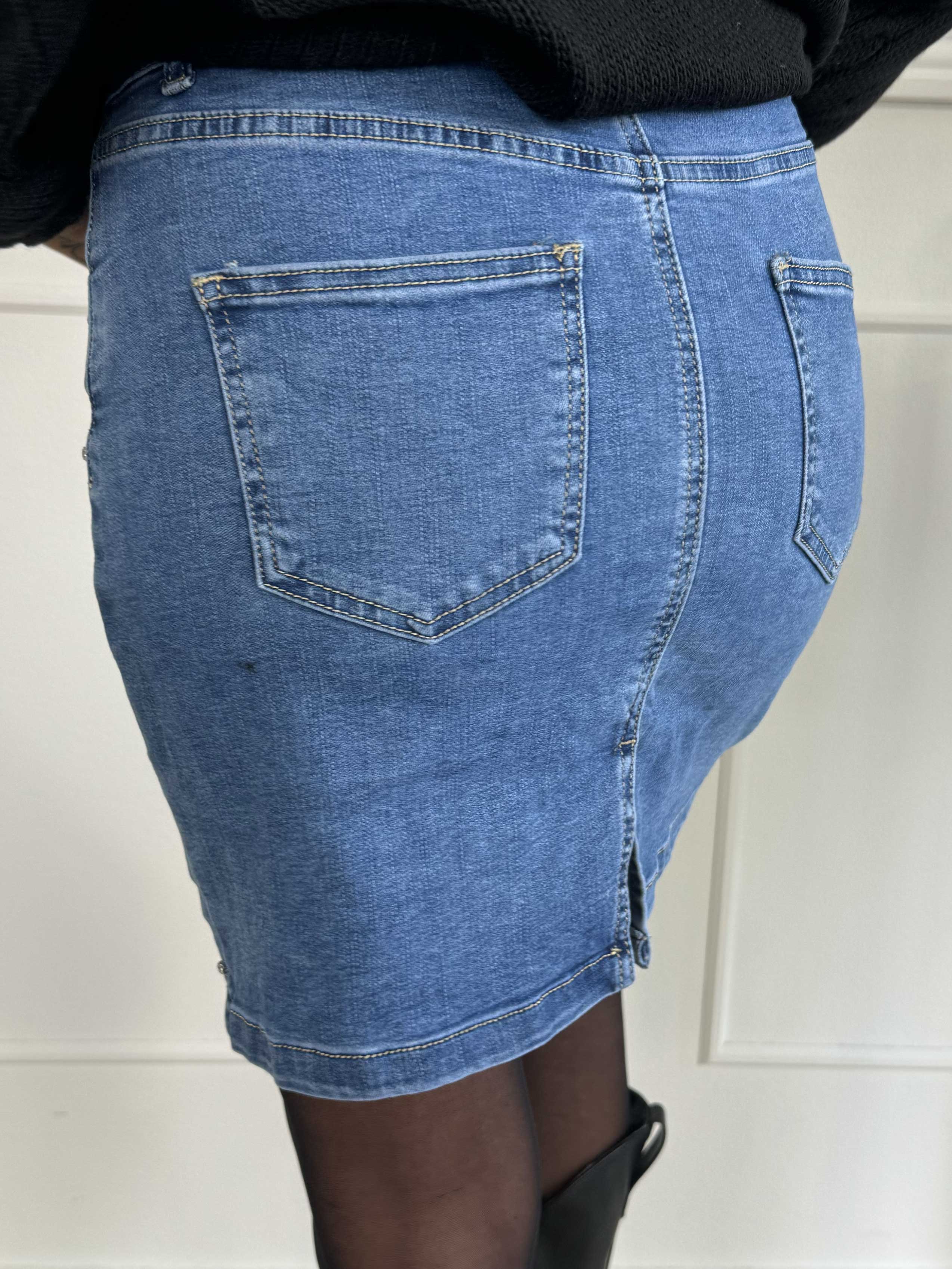 Angely - Sød denim nederdel med similisten